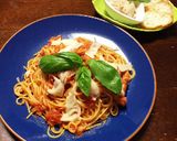 トマトパスタ☆アマトリチャーナチーズ添え作り方6写真