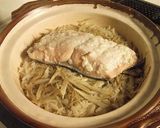 土鍋で✿鮭とゴボウの炊きおこわ作り方6写真