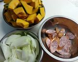 かぼちゃとソーセージのチーズグラタン作り方1写真