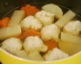 蓮根入り鶏だんごの柔らか煮作り方4写真