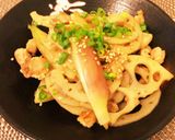 レンコンと豚肉茗荷の香味めんつゆ炒め♪作り方5写真