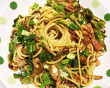 なめことオクラの和風マヨパスタ、温玉乗せ作り方8写真