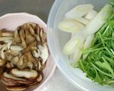 ねぎと水菜のチキンきのこパスタ(和風)作り方1写真