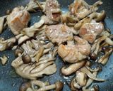 ねぎと水菜のチキンきのこパスタ(和風)作り方4写真