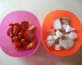 ﾄﾏﾄﾍﾟﾍﾟﾛﾝ～大葉ﾆﾝﾆｸ醤油風味作り方1写真