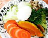 半熟卵とたっぷり温野菜＊アンチョビソース作り方3写真