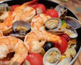 フライパンで簡単♪魚介とトマトのパエリア作り方10写真