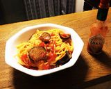 余った豚肉消費！ナスとトマトのパスタ作り方5写真