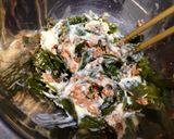 簡単和えるだけ！！鮭と茎ワカメのパスタ作り方2写真
