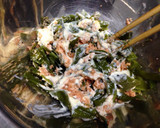 簡単和えるだけ！！鮭と茎ワカメのパスタ作り方2写真