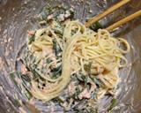 簡単和えるだけ！！鮭と茎ワカメのパスタ作り方5写真