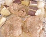 ”糀塩”で味付け、さつま芋ともも肉焼き作り方4写真