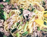 ランチ＊豚肉と小松菜、舞茸の和風パスタ作り方9写真