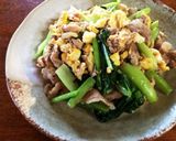 タレが絡む☆豚肉と卵、小松菜の炒めもの作り方7写真