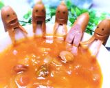スープをのぞき込むソーセー人♡子供の日に作り方5写真
