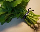 つまみ菜の蕪と茎の塩昆布和えをのせて作り方5写真