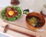 おうち外食♬豚ネギ玉丼作り方4写真