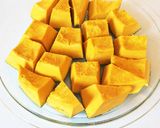 レンジで時短＊かぼちゃのひき肉あん作り方1写真