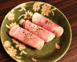 お洒落に〜生ハムとチーズの千枚漬け巻き☆作り方6写真