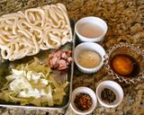 うどんカルボナーラ　卵黄の醤油漬け乗せ　作り方2写真
