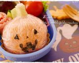 ラップ付き☆ジャックオーランタンおにぎり作り方7写真