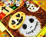 ハロウィン☆ジャックそぼろ弁当・キャラ弁作り方1写真