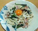 時短レシピ!!冷凍うどんでカルボナーラ風作り方7写真