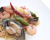アヒージョ応用で簡単魚貝類パスタ♪作り方4写真