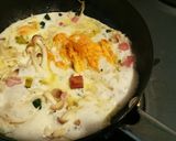 かぼちゃの“わた” de クリームパスタ作り方3写真