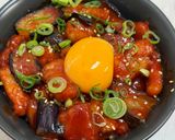 簡単　茄子と豚の甘辛丼作り方9写真