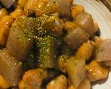 毎日の納豆●コンニャクのサイの目炒め盛り作り方1写真