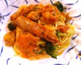 クリスマスに海老のトマトクリームパスタ作り方7写真