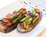 味噌バター茄子＆ベーコンアスパラ乗せ作り方10写真