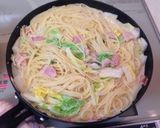 *白菜とベーコンのクリームパスタ*作り方7写真