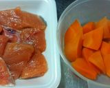 鮭と人参の味噌照り焼き作り方1写真