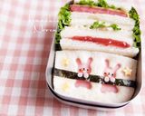 幼稚園 お弁当♡うさぎサンドイッチ作り方4写真