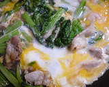 わさび菜と豚ばら肉の卵とじ作り方10写真