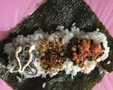 人気超時短!一本で三色おにぎらず高菜鮭☆作り方2写真