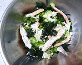 金時草をわかめに見立てた蟹と胡瓜の酢の物作り方4写真