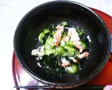 金時草をわかめに見立てた蟹と胡瓜の酢の物作り方5写真