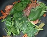 味付牛肉とほうれん草の和風パスタ作り方4写真