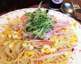 胡瓜とゆで卵とハムの彩りペペロンチーノ作り方5写真