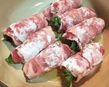 豚肉の春菊巻き オイスターソース煮作り方4写真