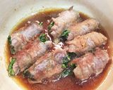 豚肉の春菊巻き オイスターソース煮作り方5写真