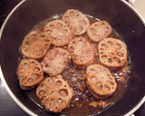 れんこんの挽き肉はさみ焼き♪照り焼き風作り方6写真