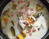 カボチャほうれん草と鶏団子のシチュー作り方3写真