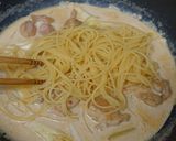 鶏肉と白ネギの味噌クリームパスタ♪作り方8写真