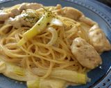 鶏肉と白ネギの味噌クリームパスタ♪作り方9写真
