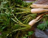 間引き大根菜炒・オイスタース・白ごま作り方1写真