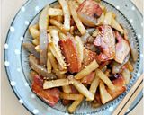 ベーコンと食感楽しい三食材のめんつゆ金平作り方7写真